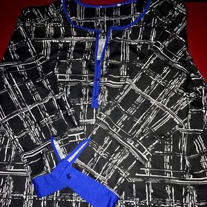 Blue , Black and White dressy blouse